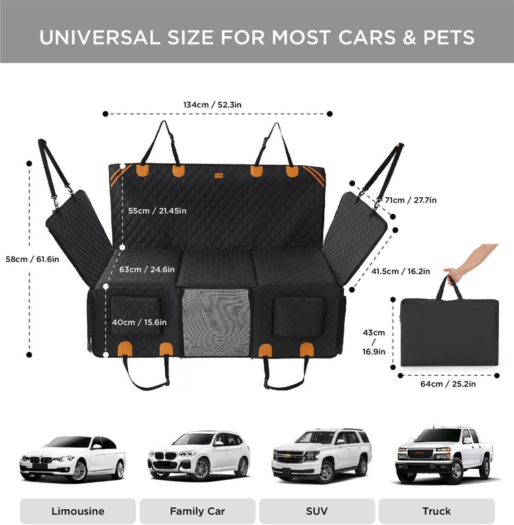 Made4Pets Pet Dog Car Back Seat Cover Back Seat Extension Pad Can Bear 400 Pounds Waterproof And Non-slip Dog Car Hammock Eight-layer Hard Bottom With PE Foam Easy To Install And Clean