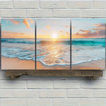 3pcs Wood Frame Canvas Print Decorative Painting, Sea Life Octopus Turtle Seahorse Watercolor Art Painting--Selling On Temu Is Prohibited