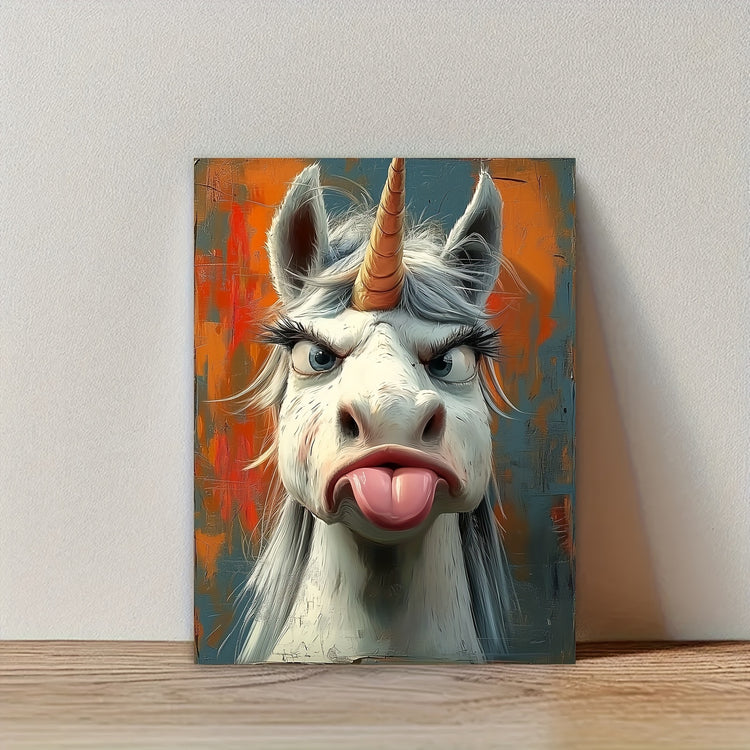 1 Piece Canvas Painting With Wooden Frame, Ready To Hang, Whimsical Unicorn Canvas Art Print - Framed Cartoon Wall Decor For Living Room, Bedroom, Home Office