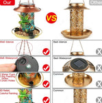 Solar Bird Feeder For Outdoors Hanging, Metal Wild Bird Feeder For Cardinals Solar Garden Lantern With S Hook As Gift For Bird Lovers