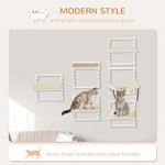 PawHut 6-pc Modern Cat Wall Shelves For Indoor Cats, Height Adjustable Jumping Platforms