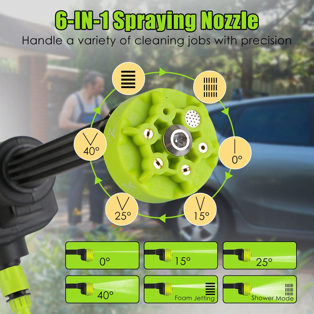 1Set Cordless Pressure Washer Portable Electric Power Washer High Pressure Water Sprayer 435PSI Car Washer Cleaner With 6 In 1 Nozzle Foam Bottle Filter 15000mAh 21V Battery And Charger