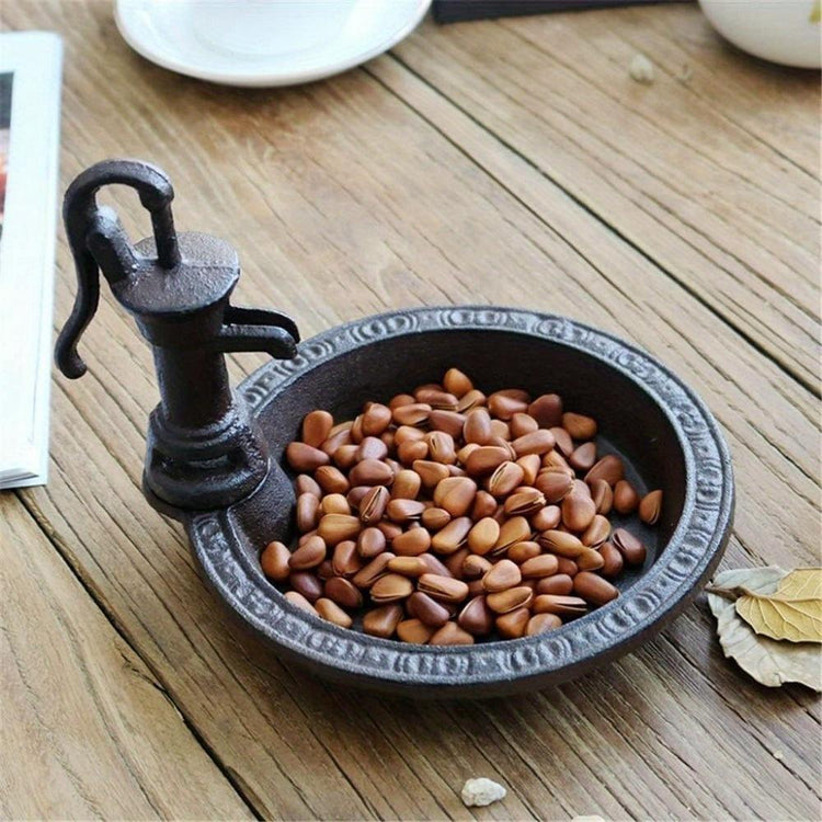 1pcs Rustic Style Cast Iron Vintage Water Pump Round Bird Feeder Outdoor Garden Balcony Decorative Water Feeder And Family Table Storage Tray Valentine's Day Easter Birthday Gift For Bird Lovers